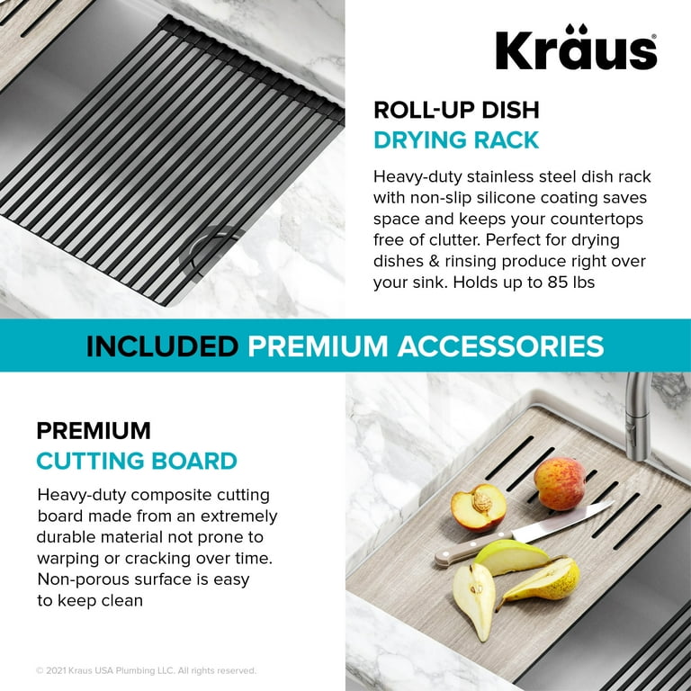 KRAUS Workstation Kitchen Sink Dish Drying Rack Drainer and