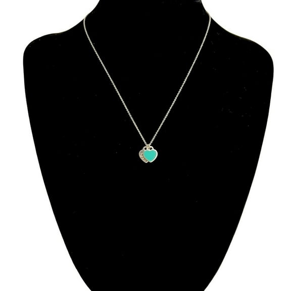 Pre-Owned TIFFANY & Co. Tiffany Return to Mini Double Heart Tag 925 Silver Necklace... (Good)
