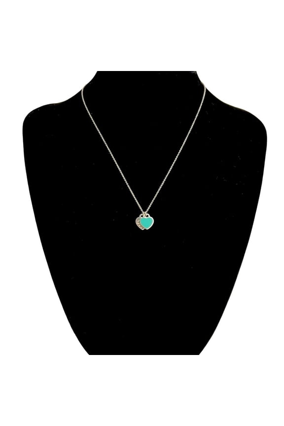 Pre-Owned TIFFANY & Co. Tiffany Return to Mini Double Heart Tag 925 Silver Necklace... (Good)