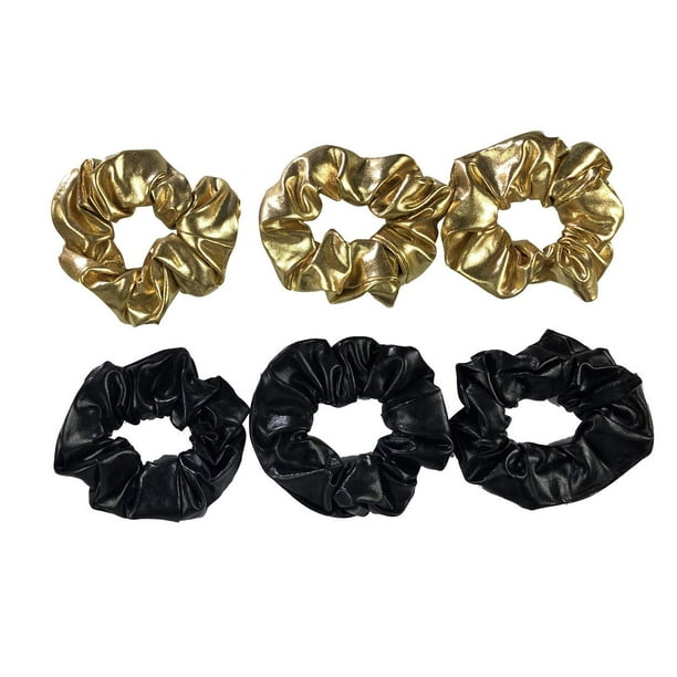 Paquete de 6 coleteros brillantes para el pelo de satén para la cara para mujer, coleteros, lazos, coletas, soportes para moños, donas para el pelo para espectáculos, bailes, fiestas de animación (col