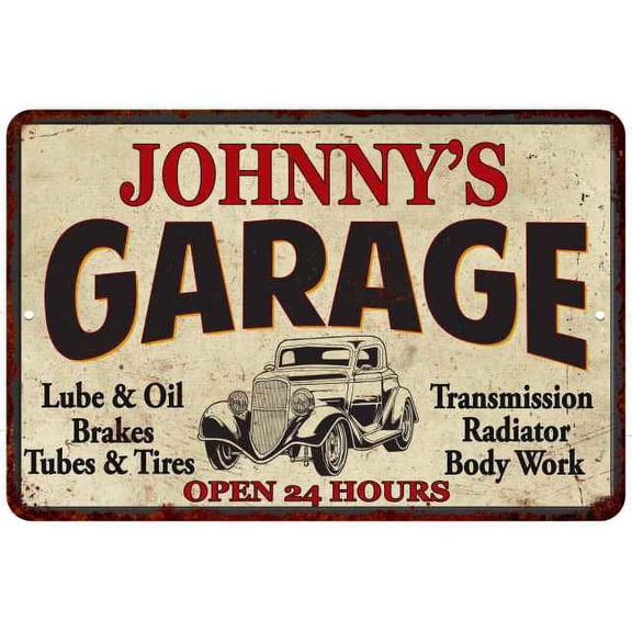 JOHNNY'S Garage Man Cave Metal Sign Decor 8x12 208120014100