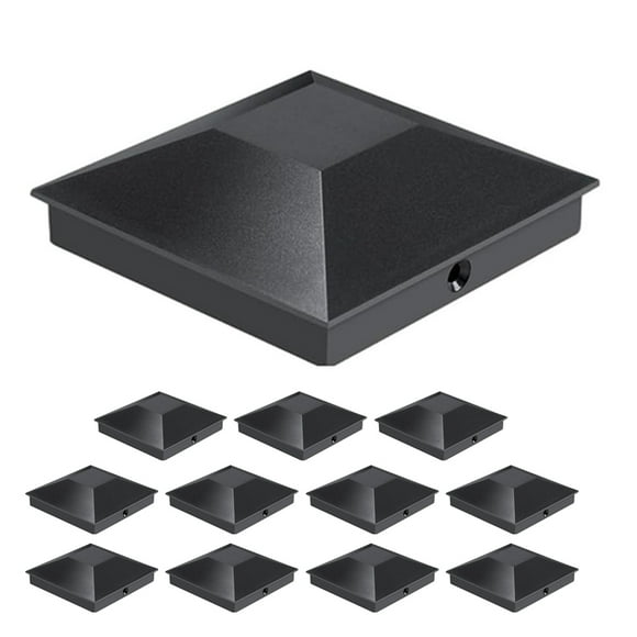 KAKOWELY pool fence caps 12 Pcs Fence Post Caps Fence Post Cover Deck Post Caps Plastic Fence Poles Caps Cover With Screws For Fence Post Of Decks Or Corridors Black