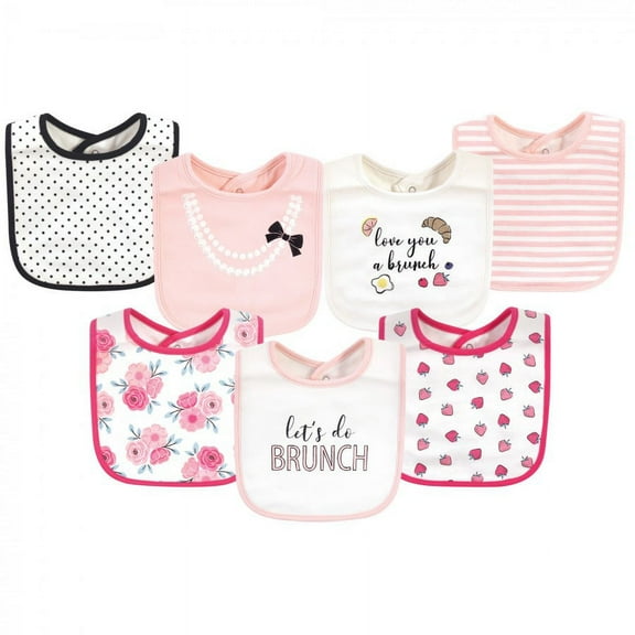 Little Treasure Baby Girl Cotton Bibs, Love Brunch, One Size