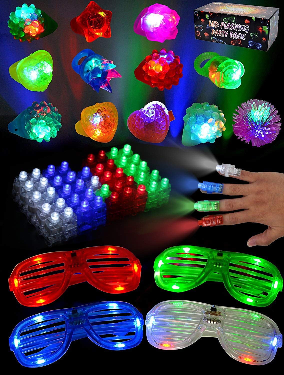 Glow In The Dark Party Supplies TOYIN 60 Pieces LED Light Up Toy Glow in the Dark Party Supplies, Party