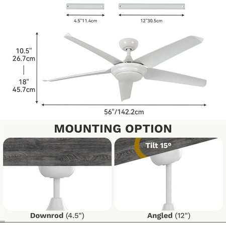 

56 Ceiling Fan with Light and Remote Large Modern Ceiling Fan for Indoor Motor