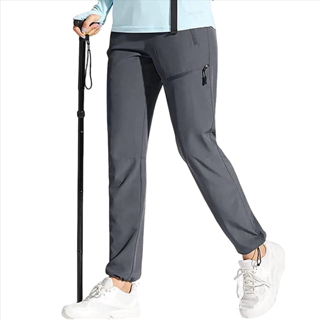 Pantalones de Senderismo para Mujer, de Secado Rápido, Ligeros, con Cintura Elástica Impermeable, para Todas las Estaciones Gris Oscuro XL