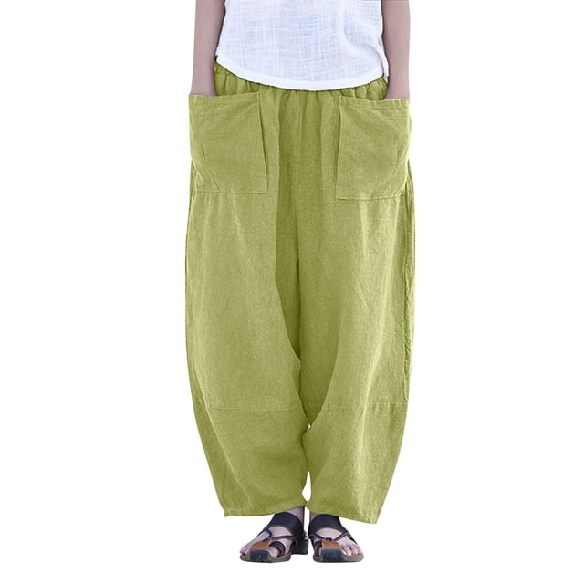 Pantalon Décontracté Ample à Poches Droites Rétro Couleur Unie Printemps et Été 2025 pour Femmes - en Polyester, Confortable