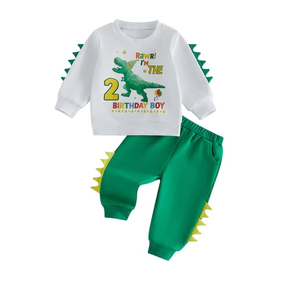RUINIXCW Kids Toddler Baby Boy Birthday Dinosaur Outfit 1 2 3 4 5 6 Years Birthday Spring Fall Winter Clothes Crewneck Sweatshirt and Jogger Pants Set