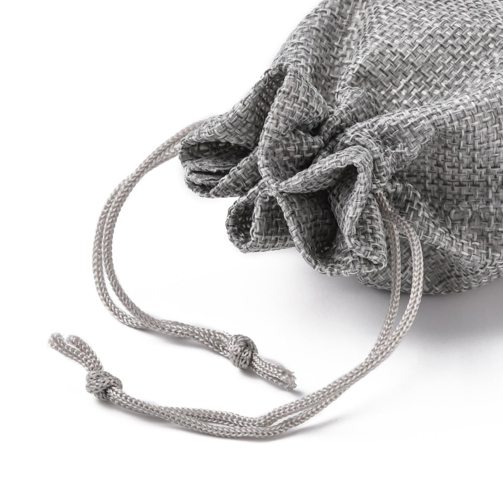 250pcs Polyester Imitation Burlap Packing Pouches Drawstring Bags for Christmas Wedding Party and DIY Craft Packing Gray 14x10cm