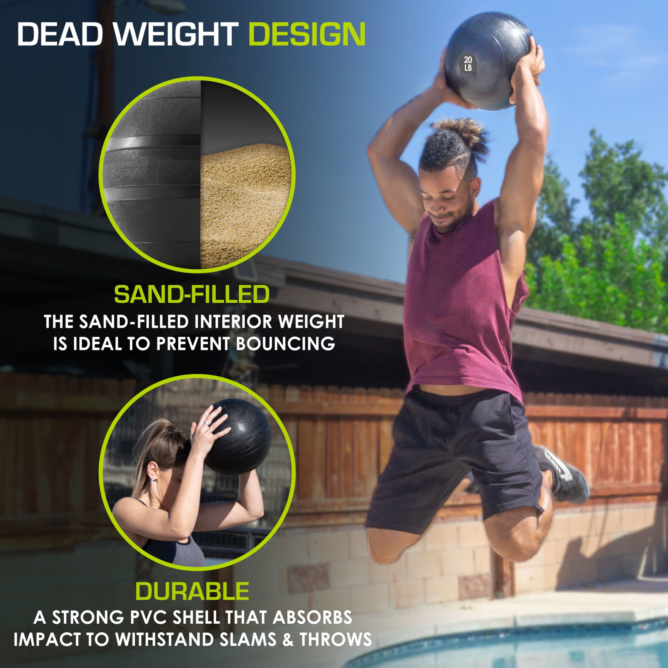 ProsourceFit Classic Slam Medicine Balls w/ Smooth Grip for Weighted Workouts