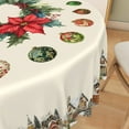 thumbnail image 4 of Nanqianyi Christmas Village 60'' Round Tablecloth, Winter Snowman Wreath Decor for Holiday Dinner Party Decor, 4 of 9