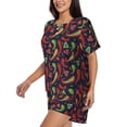 thumbnail image 3 of Womens Pajama Sets With Pocket, Red Chili Lounge Sets Short Sleeve Sleepwear PJ Sets for Women, 3 of 6