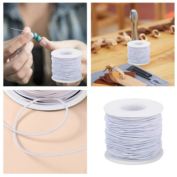 DIY Knitting Crafting Accessory for Bracelets and Jewelry Making with Elastic Band and Bead Cord 1mm x 100m White Nylon Cord for DIY Projects Crafts