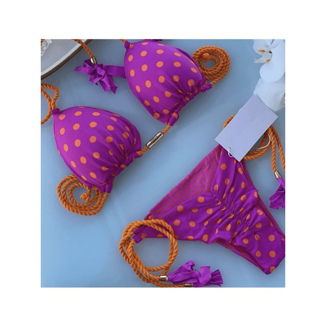 New Women Bikini Backless Rope Triangle Swimsuit Multicolor