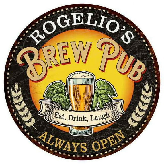 ROGELIO'S Beer Pub Man Cave Metal Sign Home Decor 14 inch Round 100140025434