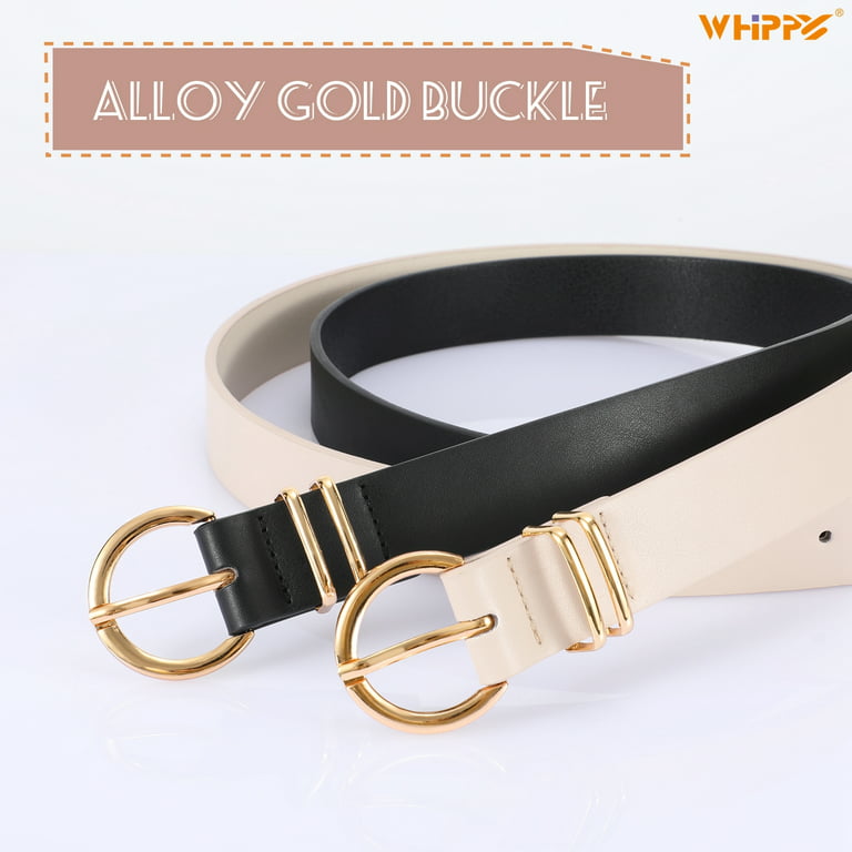 WHIPPY Women Leather Belt Fashion Designer belt Gold Buckle Ladies Belt for  Jeans Pants Dresses at  Women’s Clothing store