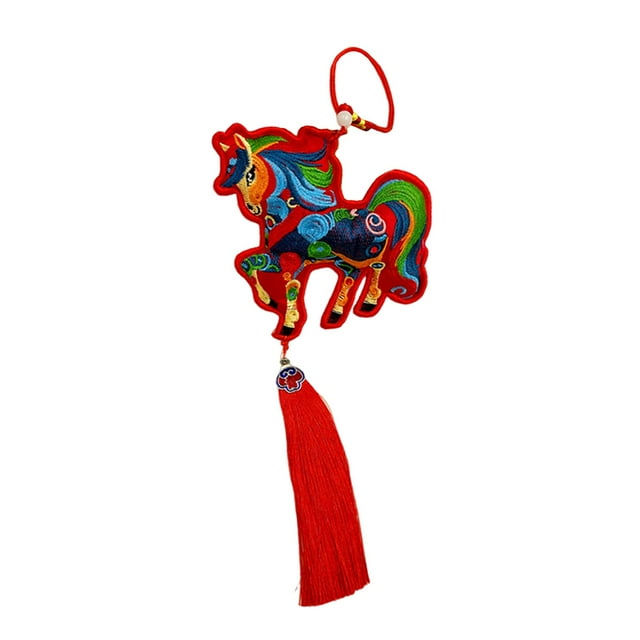Adorno de caballo para Año Nuevo chino, colgante de peluche, Festival de Primavera Feng Borlas