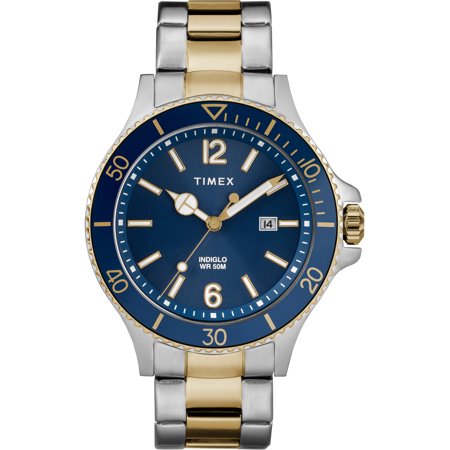 - Men's Harborside Two-Tone/Blue Watch, Stainless Steel Bracelet