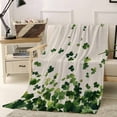 thumbnail image 4 of Throw Blanket Fleece Throw Blanket 50x60in, Irish St. Patrick's Day Green Luck Leaf Soft Lightweight Bed Blankets Vintage Linen Fuzzy Couch Blankets for All Season, 4 of 9