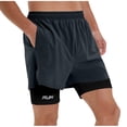 thumbnail image 3 of lcziwo Shorts for Men Big and Tall Faux Two Piece Casual Elastic Waist Beach Shorts Camping Fishing Outdoor Drawstring Work Shorts with Pockets Dark Gray L, 3 of 8