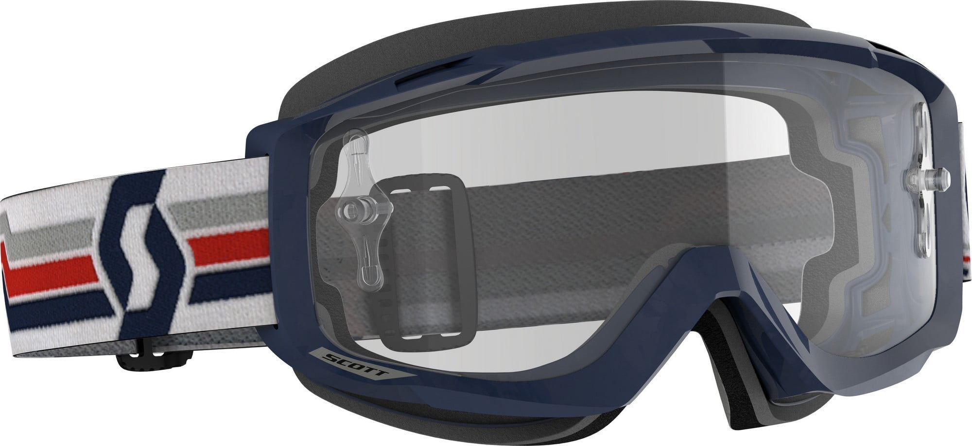 Scott Split OTG MX Offroad Goggles Blue/White/Clear Lens