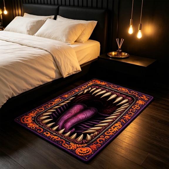 Zynviq Mouth Area Rugs Halloween 15.7" X 23.6" Throw Rug Polyester Washable Rectangular Multicolor Small Rug for Kitchen