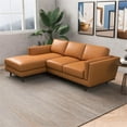 thumbnail image 4 of Pemberly Row Mid-Century Leather Cushion Back Left-Facing Sectional in Tan, 4 of 6