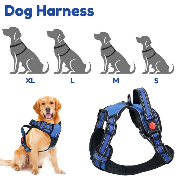 Dog Harness Medium Sized,No Pull Pet Harness,Adjustable Soft Padded Dog Vest with Instant Control Handle,Easy Walking Reflective Pet Vest for Medium Dogs