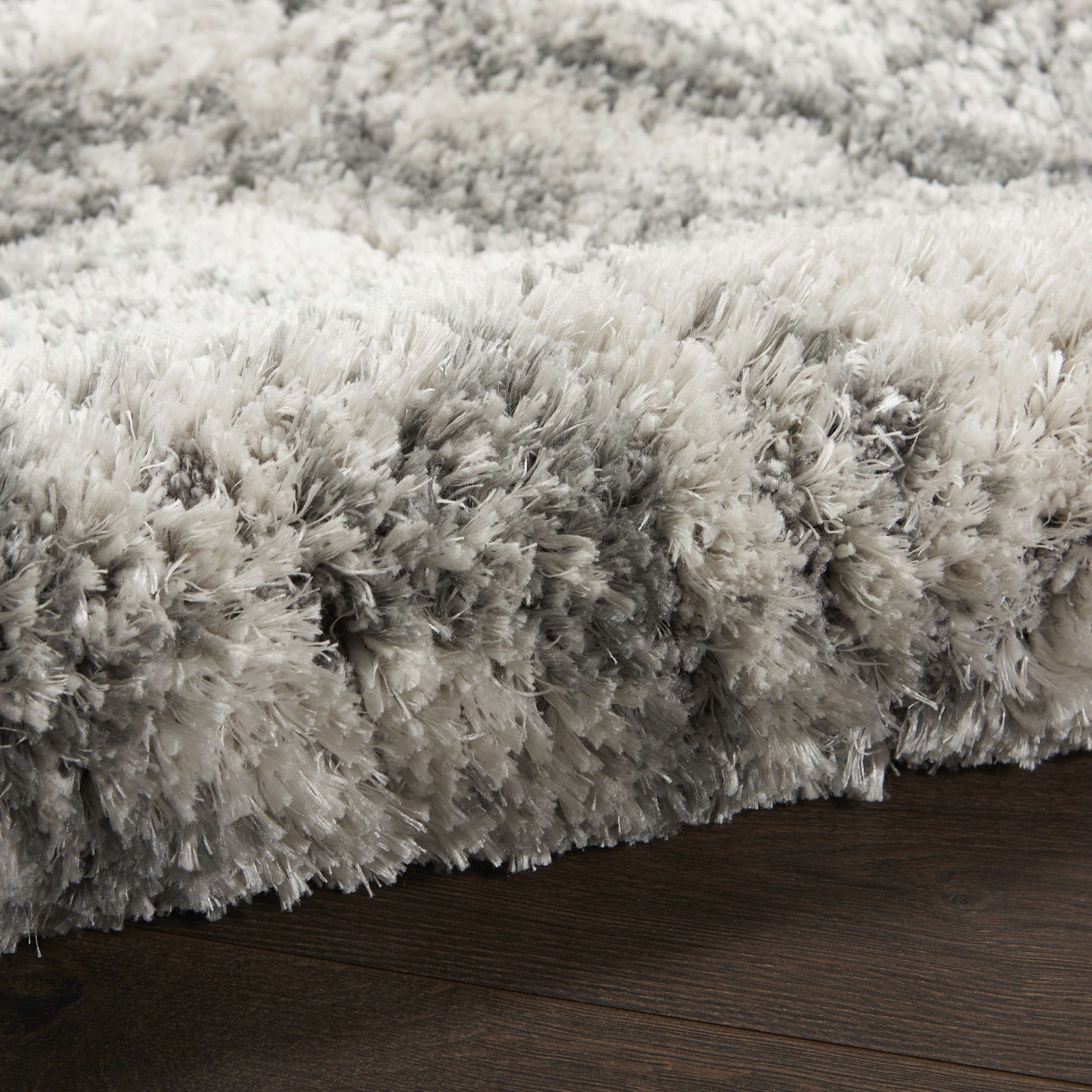 Nourison Luxurious Shag 9' x 12' Ivory Charcoal Shag Indoor Rug