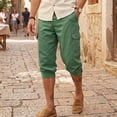 thumbnail image 3 of Tbopshirt Mens Capri Pants Cargo Pants for Men Fashion Casual High Waisted Walking with Button Solid Pockets Pants 3/4 Length Pant,M-3XL, 3 of 9