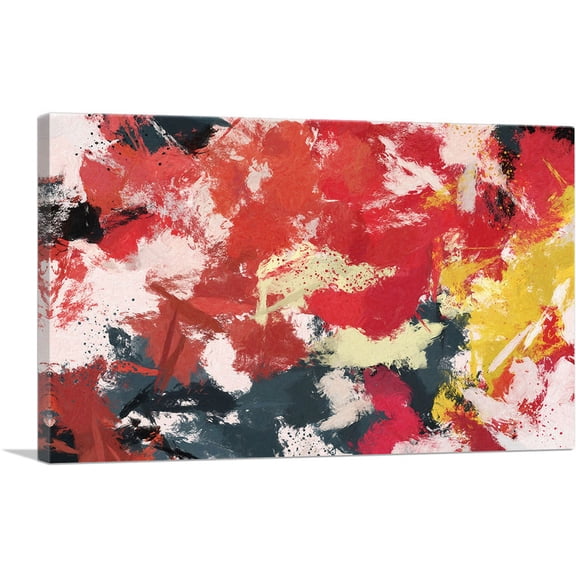 ARTCANVAS Cherry Red Gray White Modern Rectangle Canvas Art Print - Size: 26" x 18" (0.75" Deep)