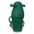 thumbnail image 2 of BLISSFUL STEP Women's Open Toe Strappy Block Heel Sandals Green 7, 2 of 7