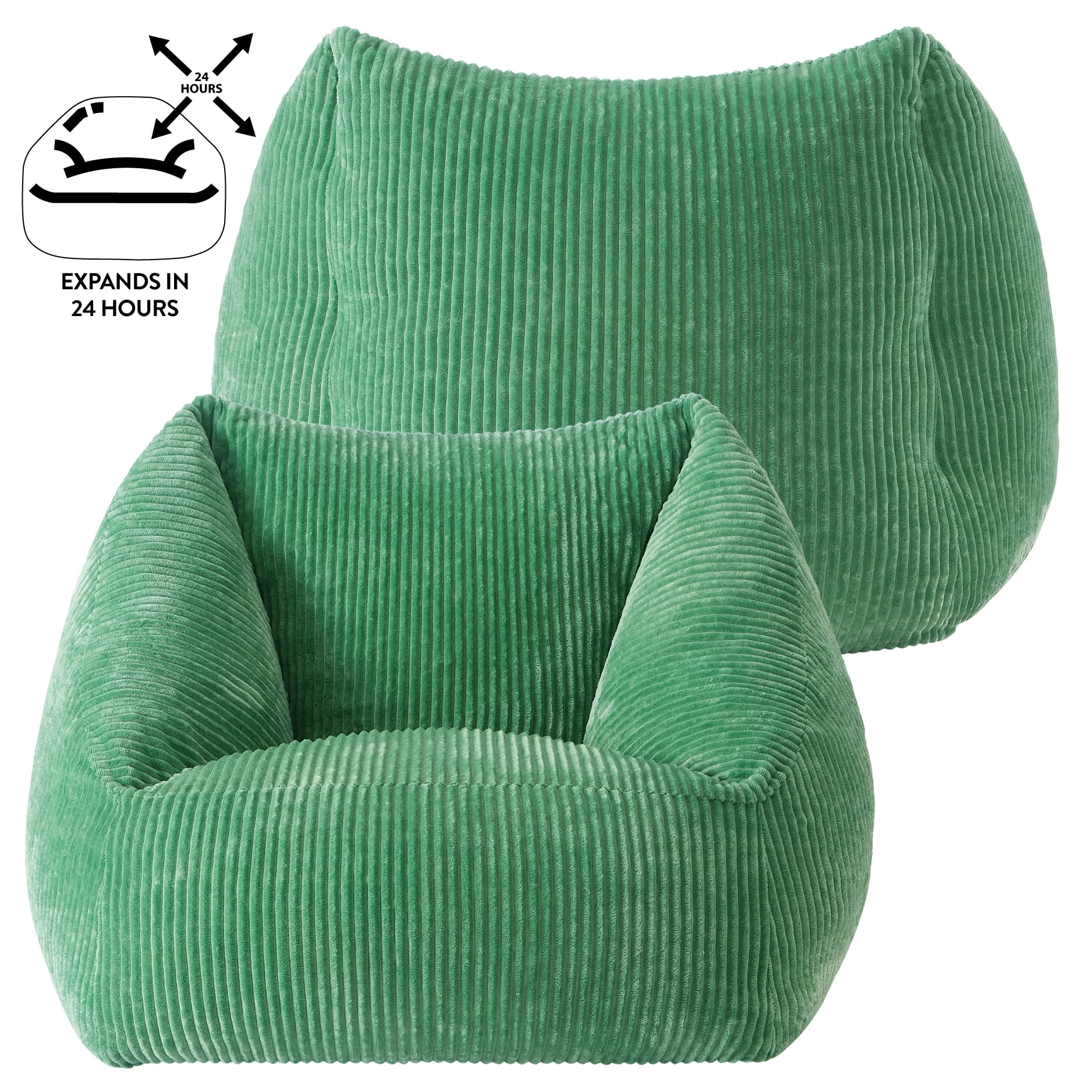 Mainstays by Becky G. & Alejandra Ribbed Plush Compressed Foam Chair, Green