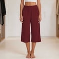 thumbnail image 7 of RQYYD Women's High Waist Wide Leg Capri Pants Elastic Drawstring Casual Summer Lightweight Trousers with Pockets, 7 of 7