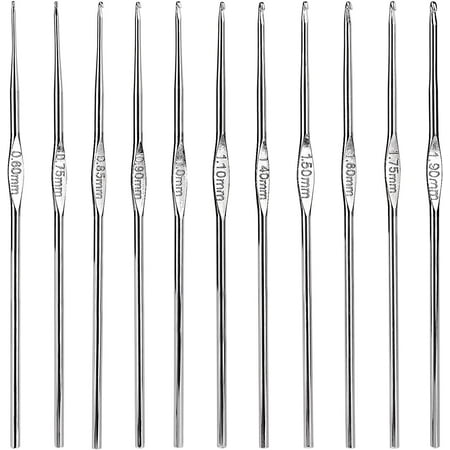 Crochet Hooks Set Steel, 12Pcs Small Size Crochet Hook Needle 0.6mm to  1.9mm Sweater Scarf Clothes Knitting Crochet Tool, Single Pointed Knitting  Needles Kit for Beginners 