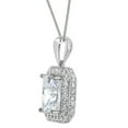 thumbnail image 2 of Precious Stars 14K White Gold Ladies Emerald-cut Cubic Zirconia Halo Pendant with 22" Chain Necklace, 2 of 6