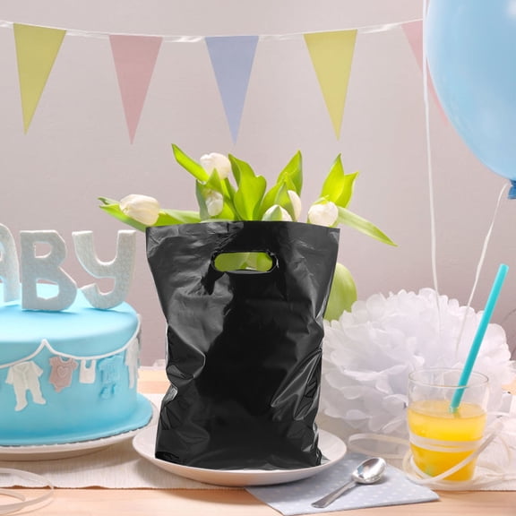 Soimiss Black Plastic Shopping Bags for Storage Use Lightweight Safe Gentle Material 100pcs