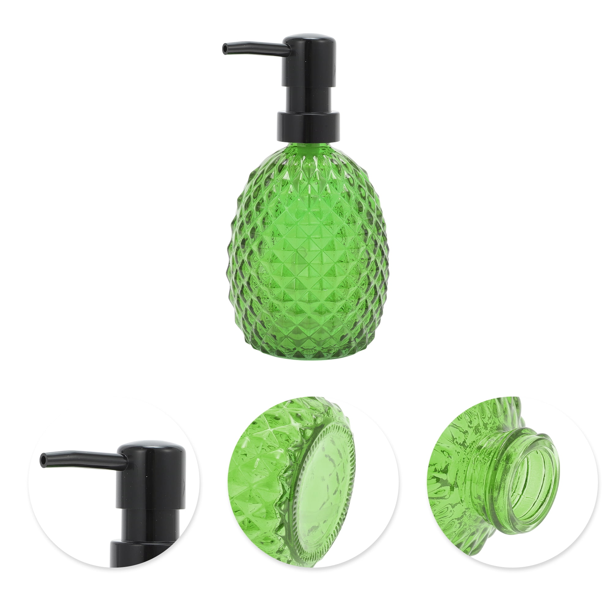Unique Bargains 1 Pc Pineapple-shaped Soap Dispenser 11.84oz Green Black