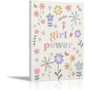 Wildflower Nursery Wall Decor for Girls Room Bedroom Nursery Baby Girl Wall Decor Aesthetic, Girl Power Wall Decor Art Painting Paints Picture for Kids Room Playroom Clean Bedroom Decor 11x14