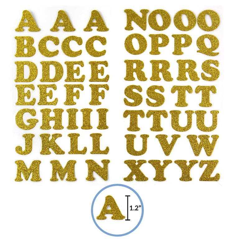 Next Style gold glitter Iron On Letters Alphabet, 2 sheets 54 pieces. NEW