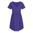 thumbnail image 7 of BRGZLK Mini Dresses For Women Casual Solid Color V Neck Short Sleeve Pleated Dresses Solid Color Loose Fit Fashion Summer Pocket Dress, 7 of 7