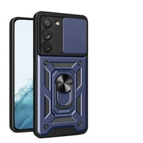 JTCASES for Samsung Galaxy S21 Case with Sliding Lens Window Magnetic Car Mount Rotating Kickstand Hybird 3-layer Non-slipping Military-grade Protection Shell, Blue