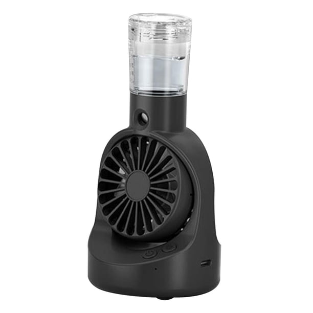 Ventilador humidificador portátil de 4 velocidades, pequeño y ajustable, 2 en 1 Negro