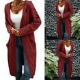 thumbnail image 2 of Thick Textured Cable Knit Sweater Coat for Women Winter Warmth Cotton Long Loose Cardigan, 2 of 9