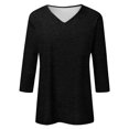 thumbnail image 4 of Lixiuxyad Plus Size T Shirts Women T Shirt V Neck Solid Color Casual Summer Basic Top Women Shirt,Black XL, 4 of 5