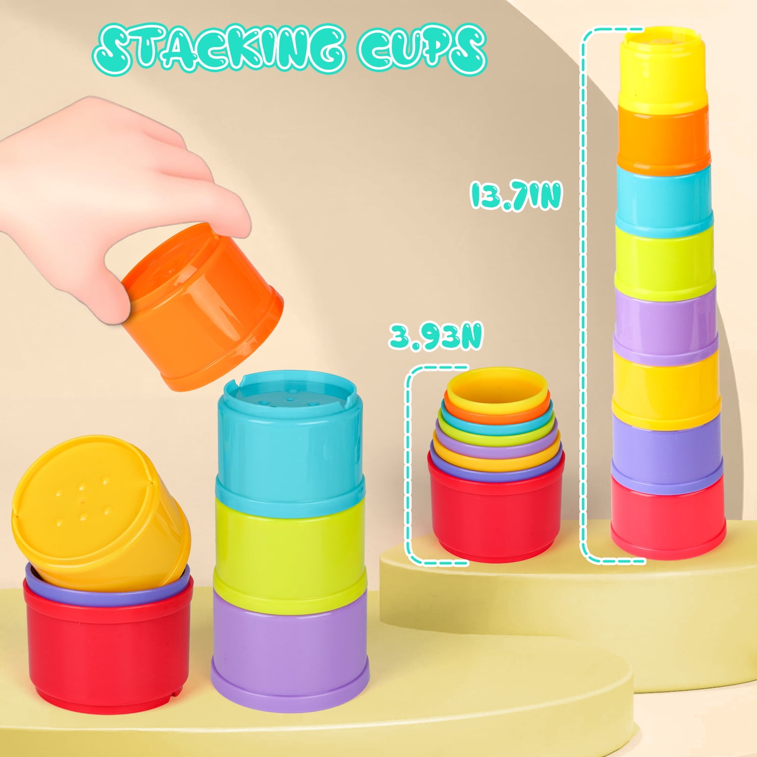 Flooyes 5-in-1 Montessori Toys Set, Early Education Toy For Kid Age 6-12 Months with Stacking Toys