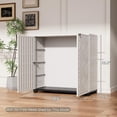 thumbnail image 3 of HOMSPARK Indoor/Outdoor Storage Cabinet with Doors, 34”x15”x34” HDPE Plastic Storage Box for Bedroom, Bathroom, Living Room, Balcony, Multi-Purpose for Daily Tools, White, 3 of 14