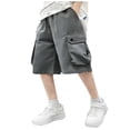 thumbnail image 3 of Babcutegg Boys Girls Cargo Shorts Lightweight Loose-Fit Cropped Casual Summer Clothes with Large Pockets Gray Size 5-6, 3 of 7