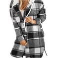 thumbnail image 2 of Womens Lounge Plaid Shacket Jackets Lapel Woolen Button Up Long Shirts Coat Casual Long Sleeve Tartan Shacket Jackets, 2 of 4