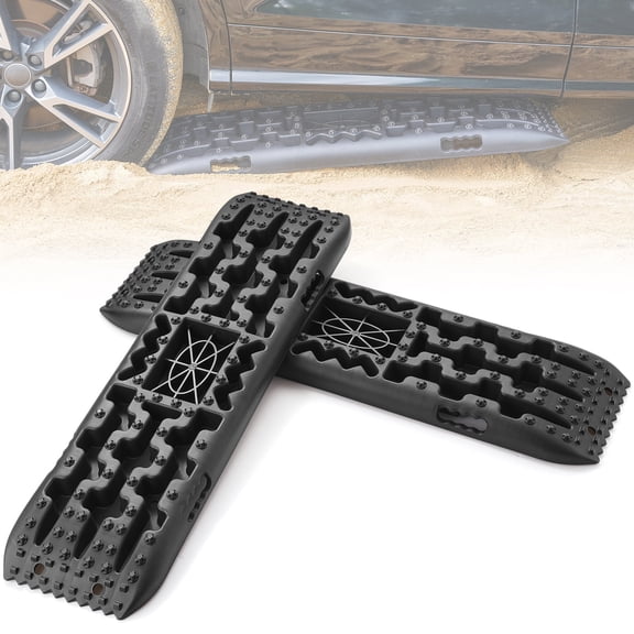VEVOR 10 TON Traction Boards with PP Material, Recovery Boards for Off-road Vehicles/Cars/Pickups/SUVs/RVs, Pair Tire Traction Mats on Snow, Sand, Mud and Loose Terrain, Storage Bag, Long, Black